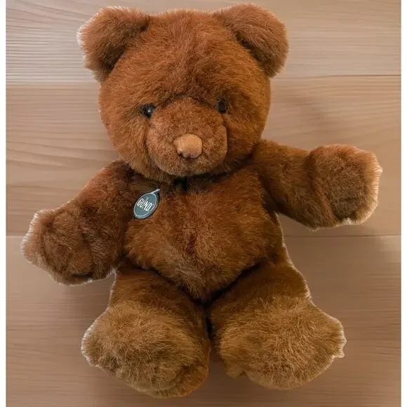 Vintage 1983 GUND Brown Teddy Bear Plush Medal Tag Korea 16” Classic Soft - Picture 3 of 9